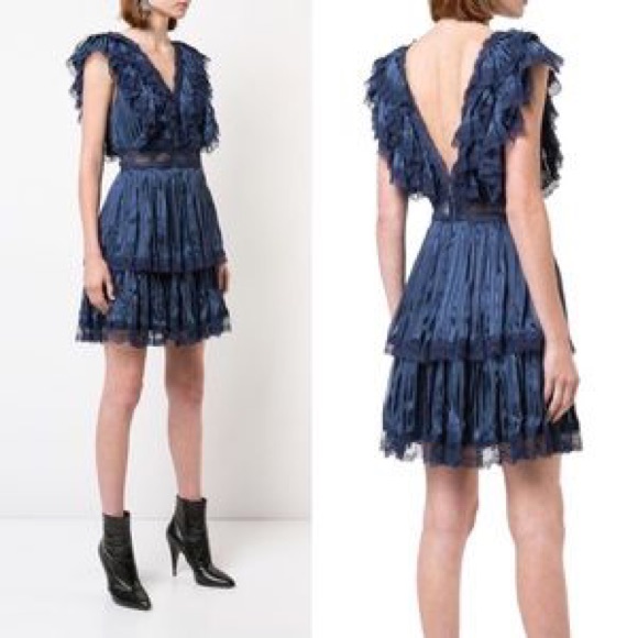 Nwt Alice + Olivia Lanora Mini Stripe Sapphire Dress